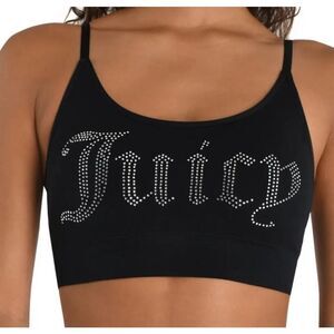 Juicy Couture Intimates Stretch Sport Bralette Black BLING Removable Pads Large